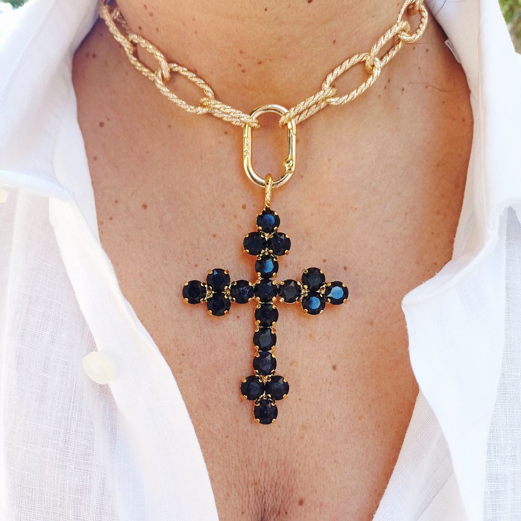 Alevá Bijoux Nuova Bizantina Kreuzanhänger Gold 7 cm