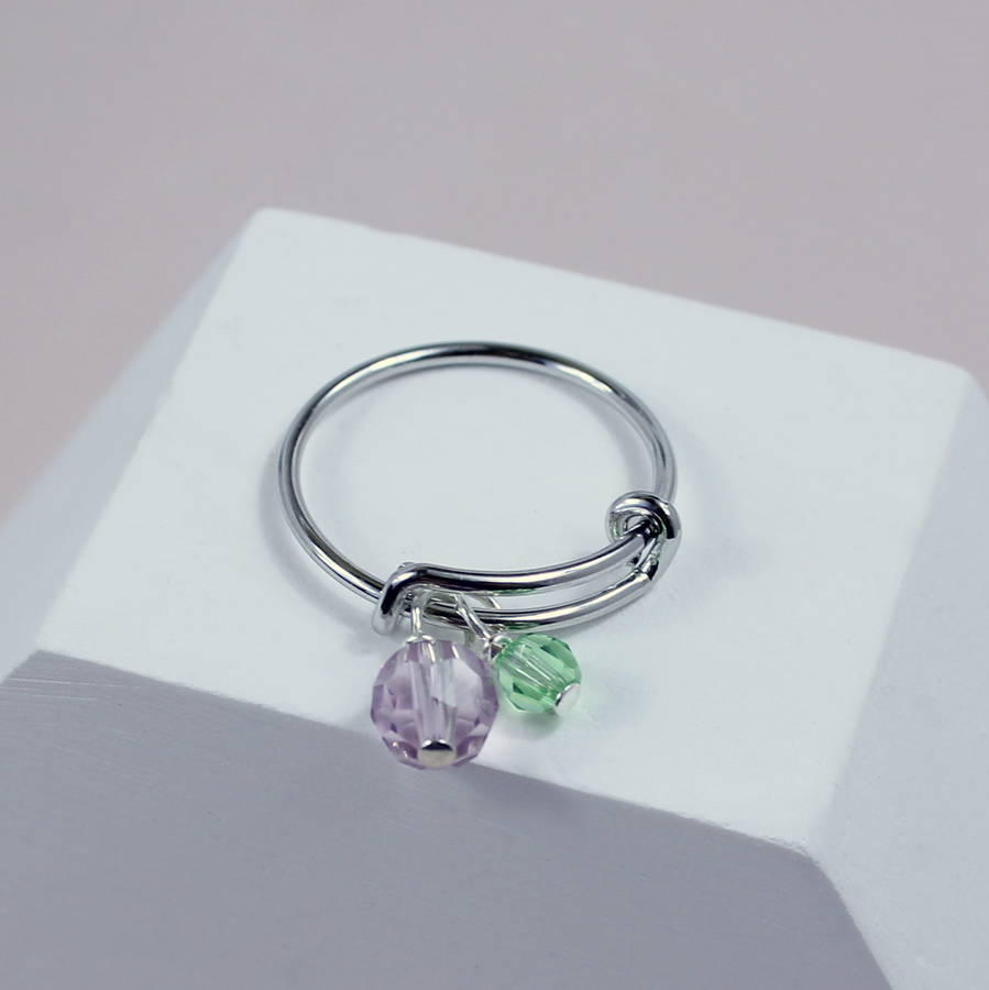 Joy Mummy Child Geburtsstein Ring Gold verstellbar