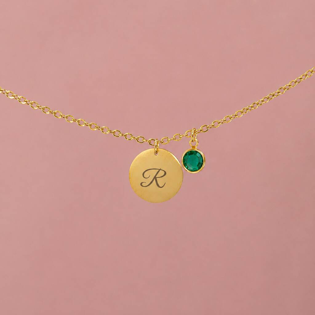 Joy by Corrine Smith Initial Halskette Gold Geburtsstein