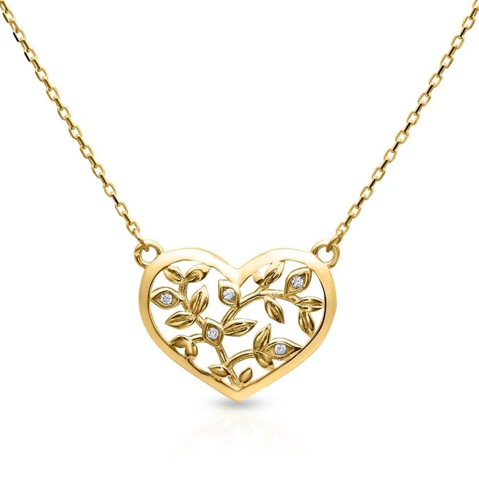 JEWLIX Herz Kette Damen 375 Gold Anhänger