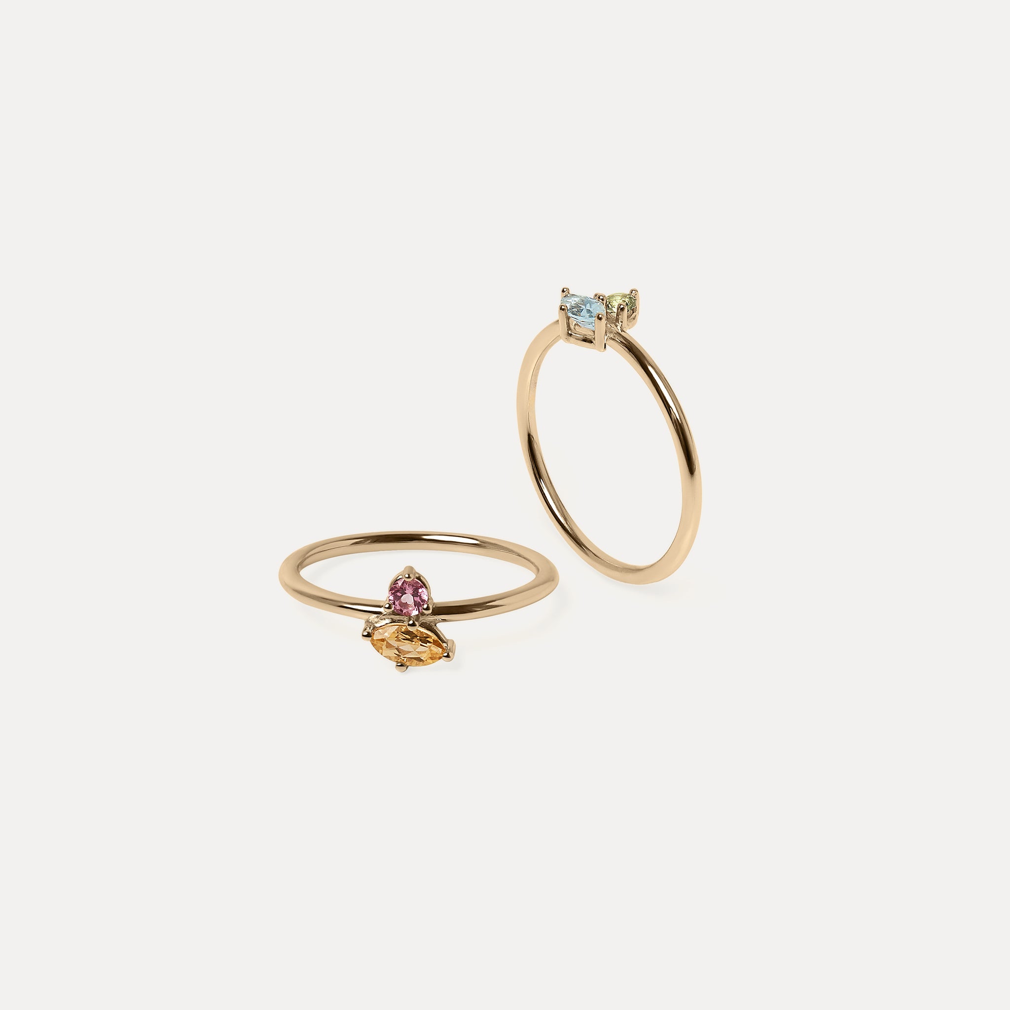 Stilnest Joy Solitär Ring 585 Gold Citrin Turmalin