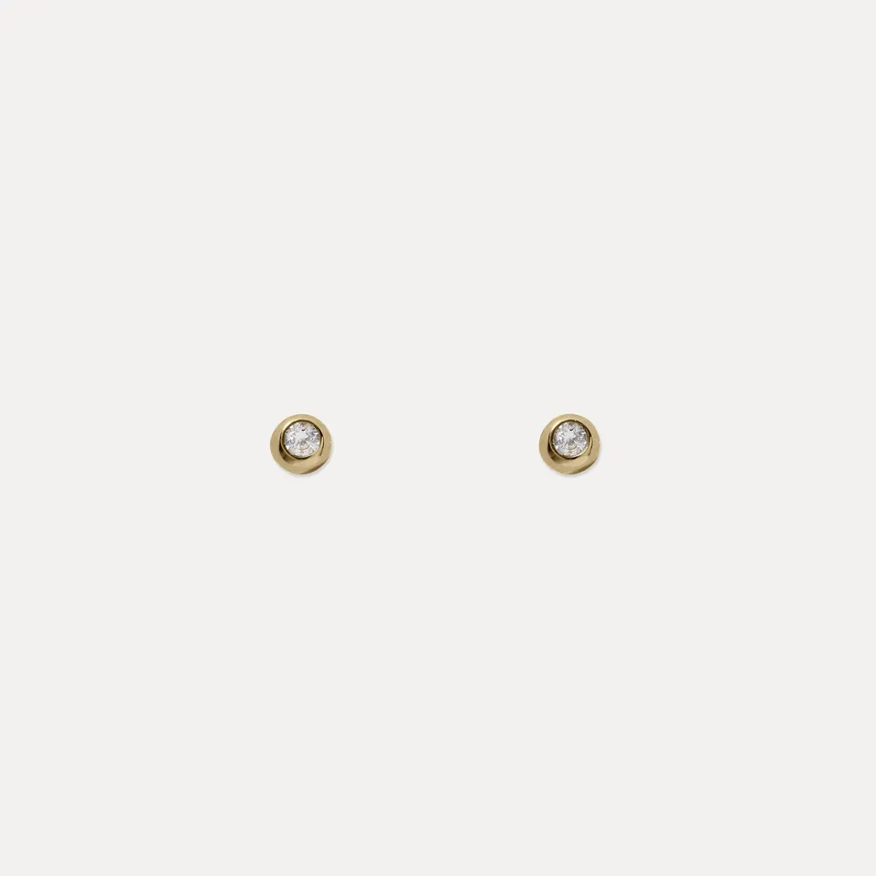 Stilnest Brilliant Dot Ohrstecker 585 Gold weißer Saphir