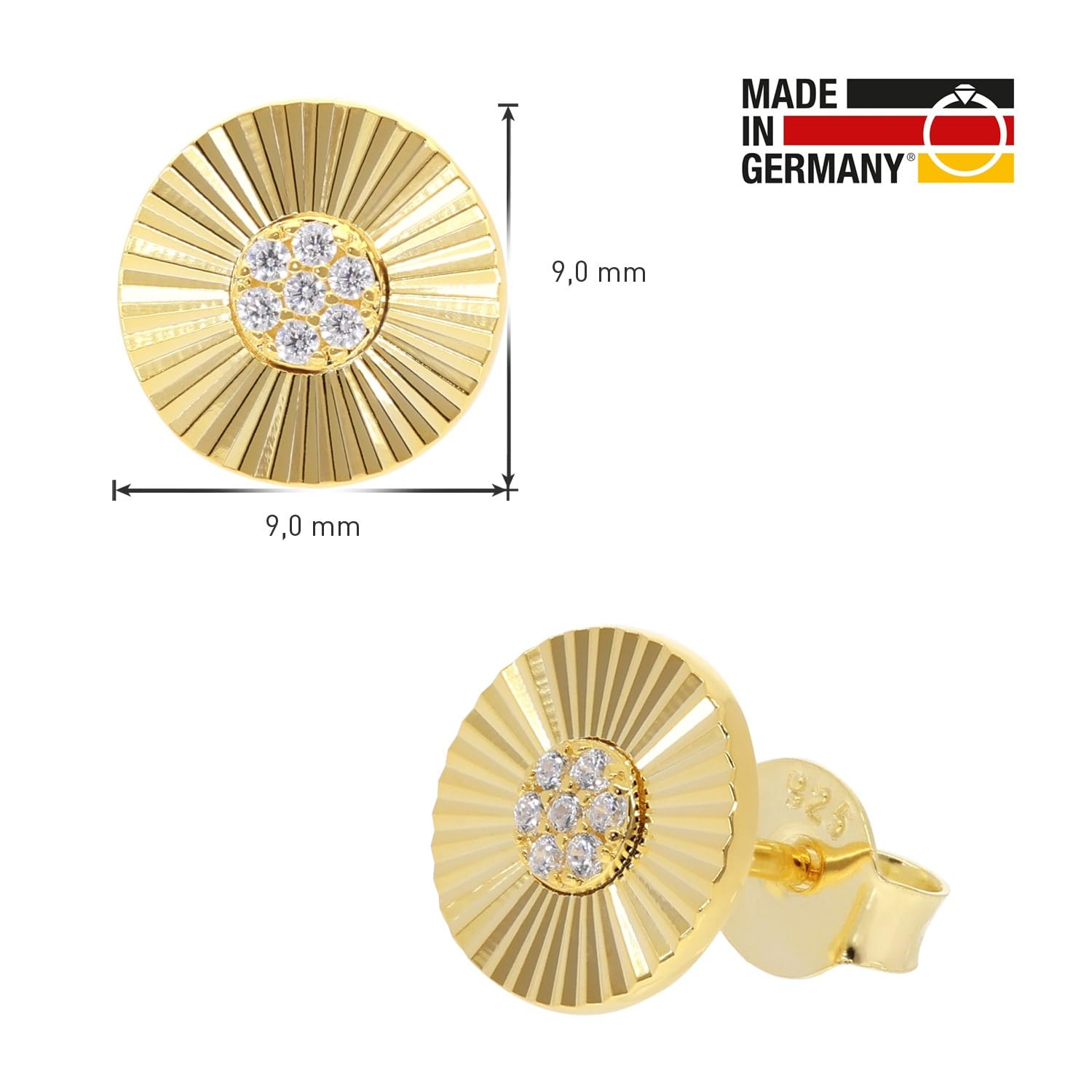 trendor Ohrringe Ohrstecker 925 Silber Vergoldet Damen