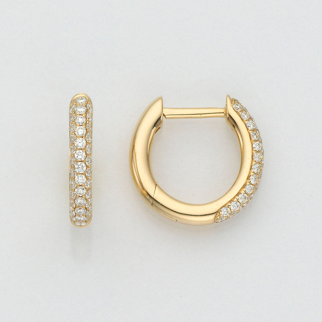 Eugen Rühle Ohrschmuck Creolen Brill 0,30ct Halskette Ohrringe Gelbgold 13mm