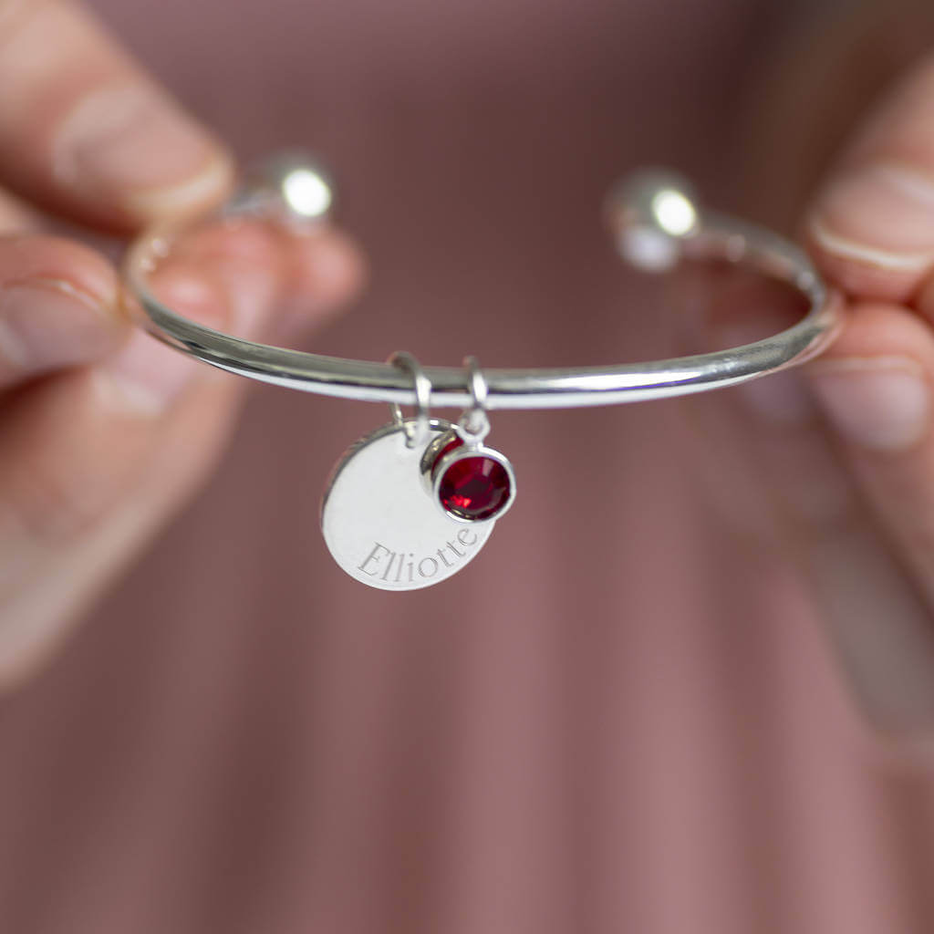 Joy by Corrine Smith Disc Bangle Kinder Geburtsstein Silber