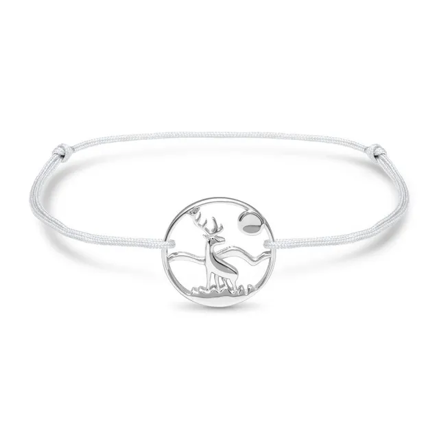 JEWLIX TXB0140 Textilarmband grau Hirsch 925 Silber