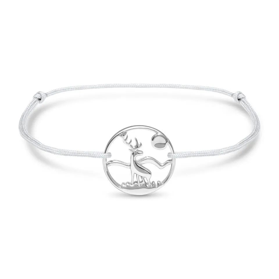 JEWLIX TXB0140 Textilarmband grau Hirsch 925 Silber