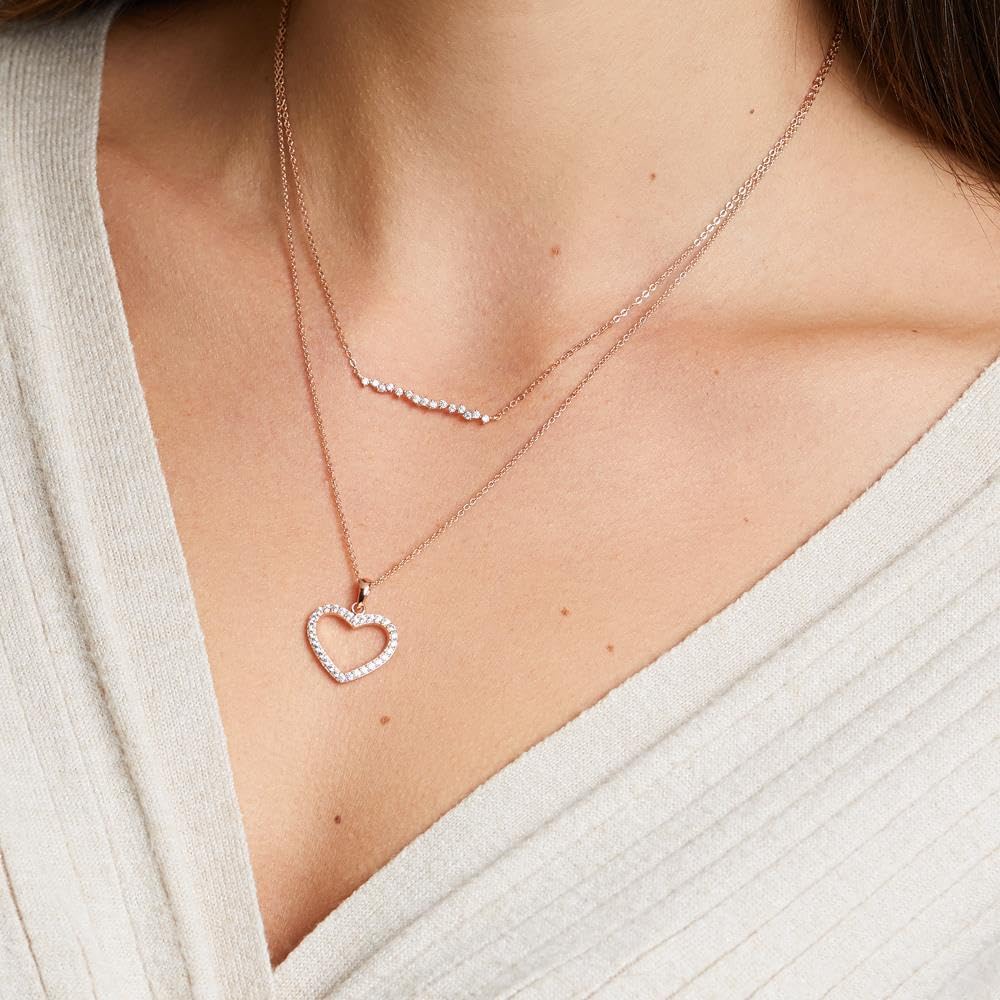 JEWLIX Ketten mit Anhänger Halskette Damen rosévergoldet 925 Silber