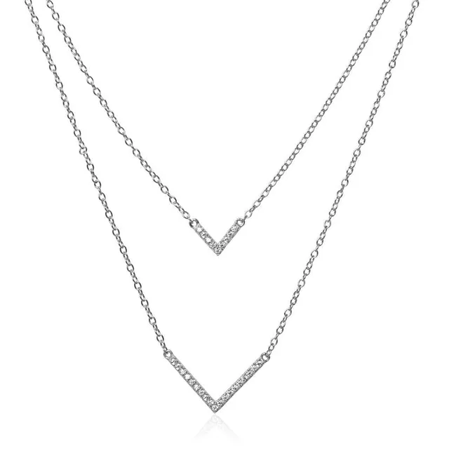 JEWLIX Ketten mit Anhänger Layerkette Sterlingsilber Zirkonia
