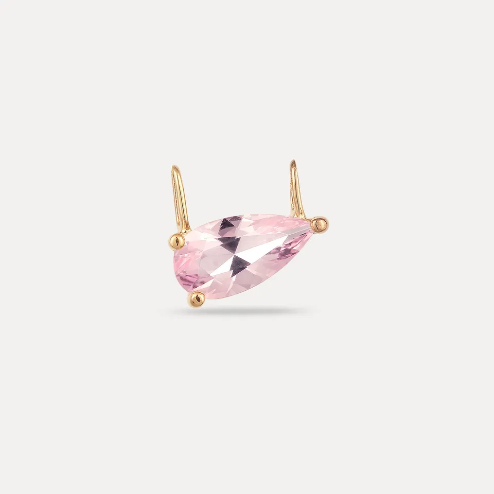 Stilnest Rosenquarz Balance Drop Anhänger Gold Vermeil