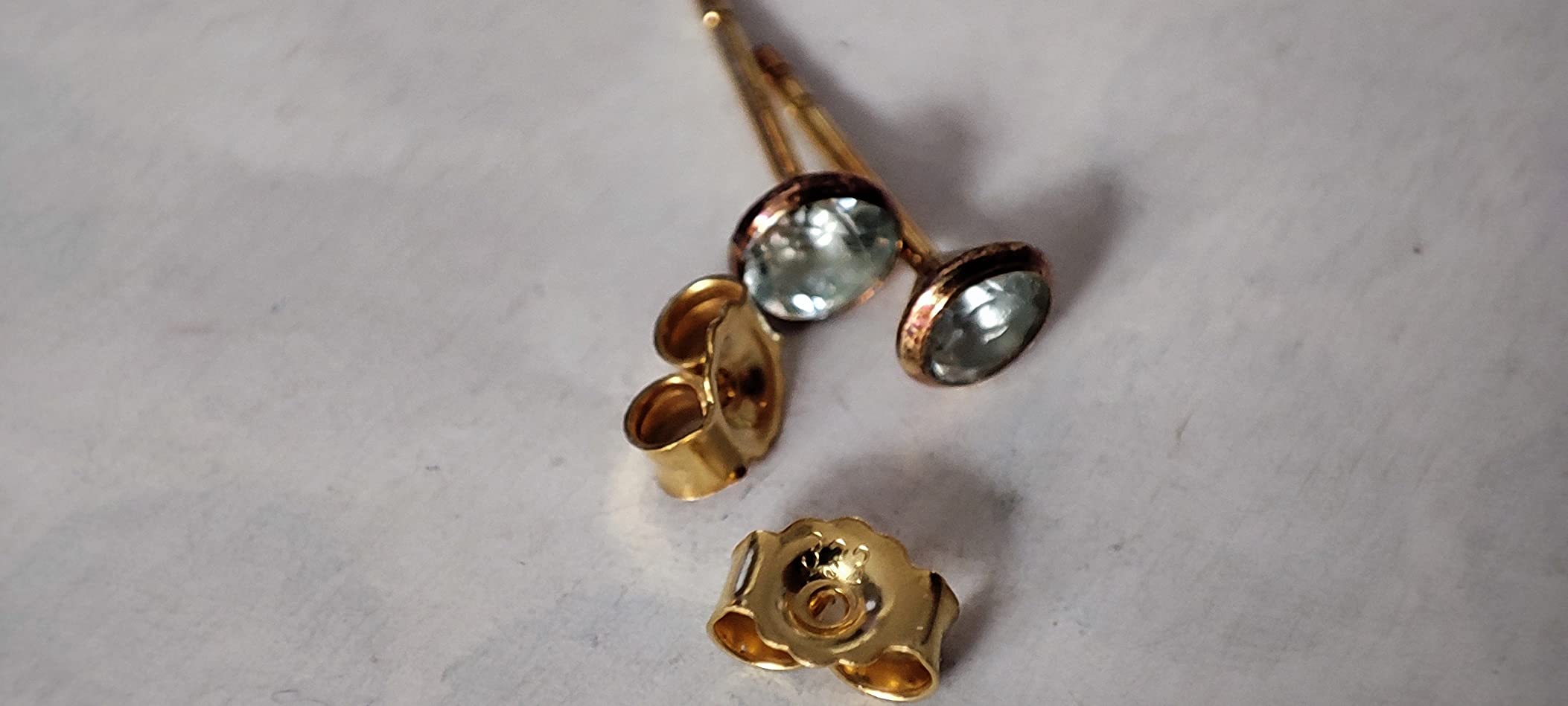 NKlaus JEWELLERY Ohrstecker Blautopas 333 Gold klein
