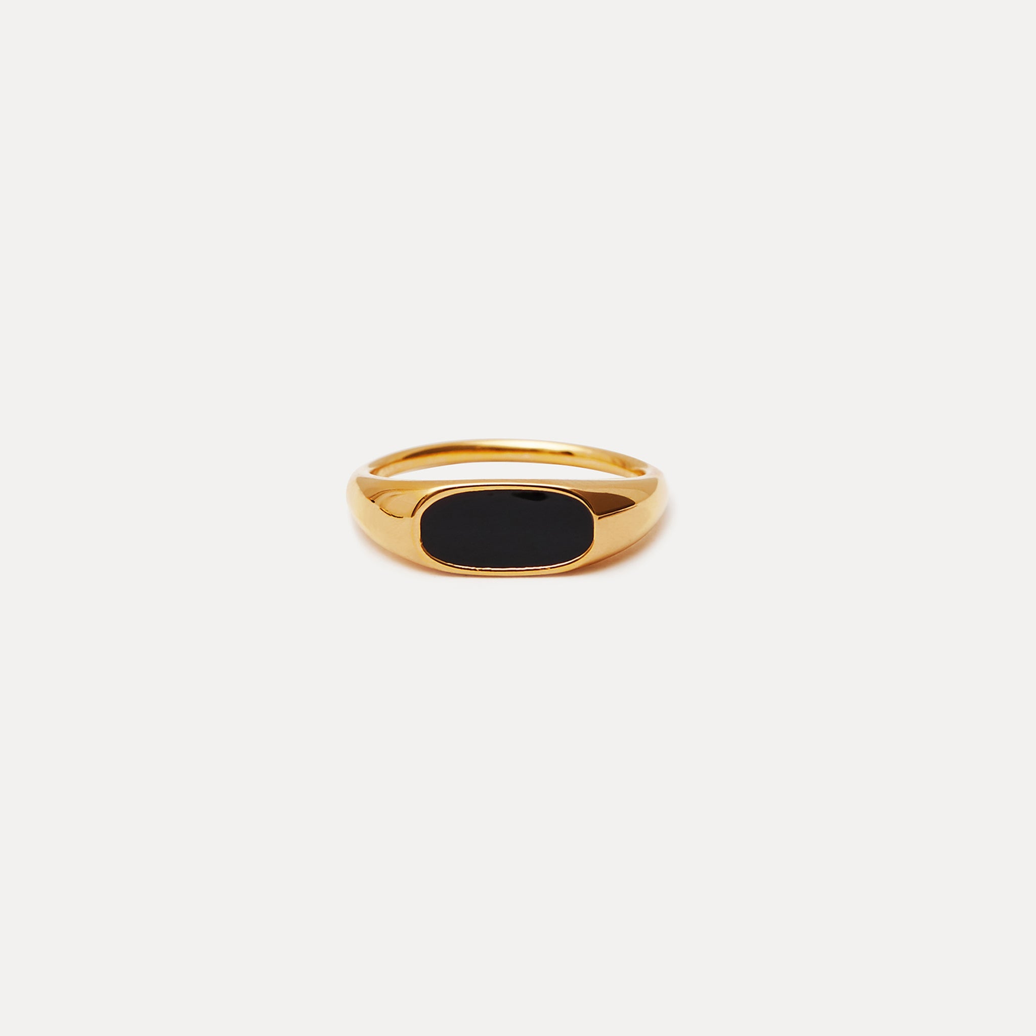 Stilnest Bombé Bold Ring Schwarz Emaille 24k Gold Vermeil