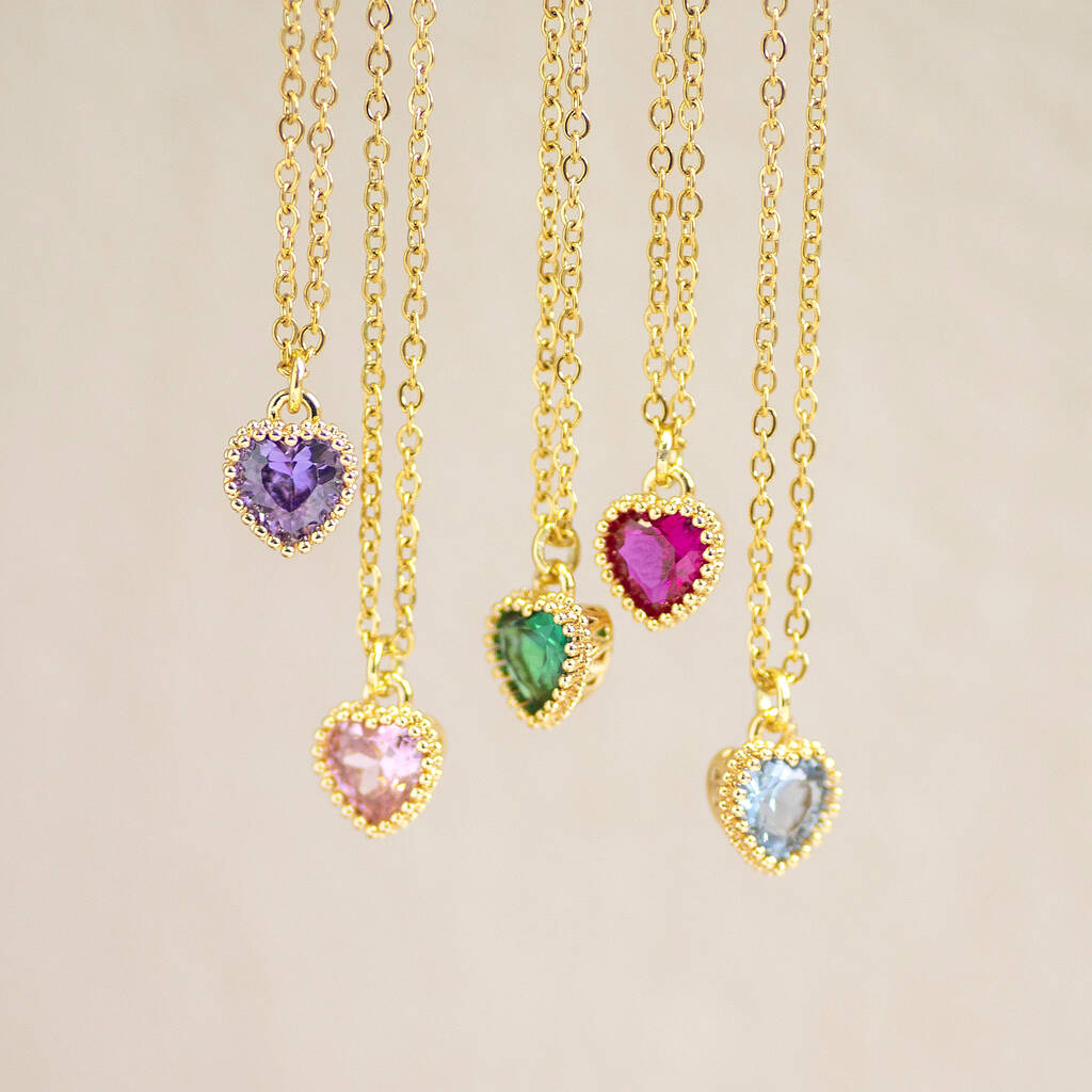 Joy by Corrine Smith Herz Halskette Gold Geburtsstein Kristall
