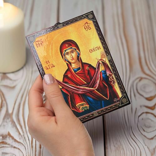 NKlaus Religious Icons Maria Schutz Ikone Holz 9,7x13,5cm