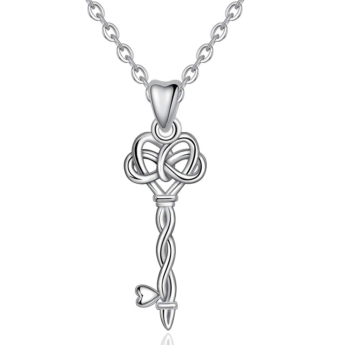Eudora Herz Schlüssel Glück Silber Halskette 45,7 cm