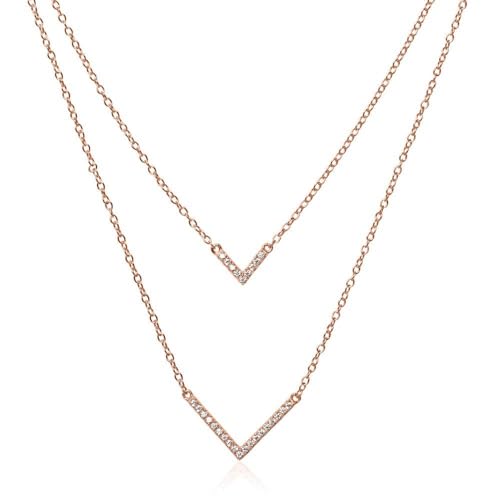 JEWLIX Layerkette V Halskette rosévergoldet Silber Zirkonia
