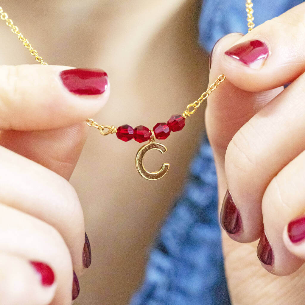 Joy by Corrine Smith Birthstone Bar Halskette Initial Gold