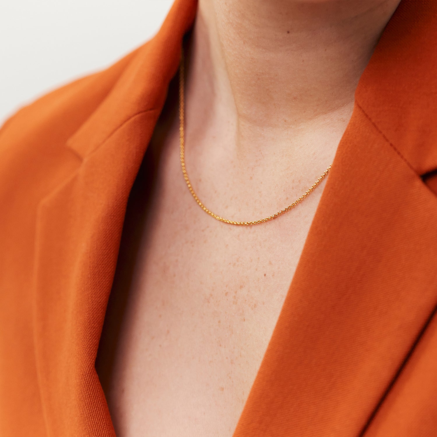 Stilnest Rolo Kette Halskette Gold Vermeil 50cm Robust