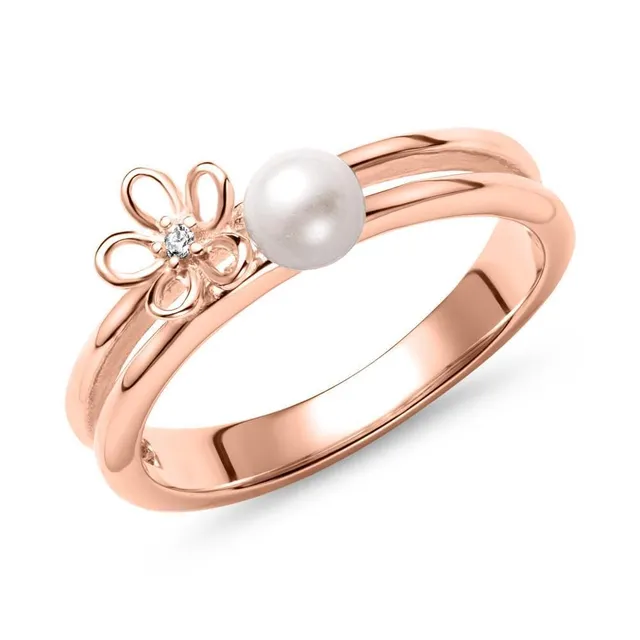 JEWLIX Perle Ring 925 Silber IP Rosé Größe 60