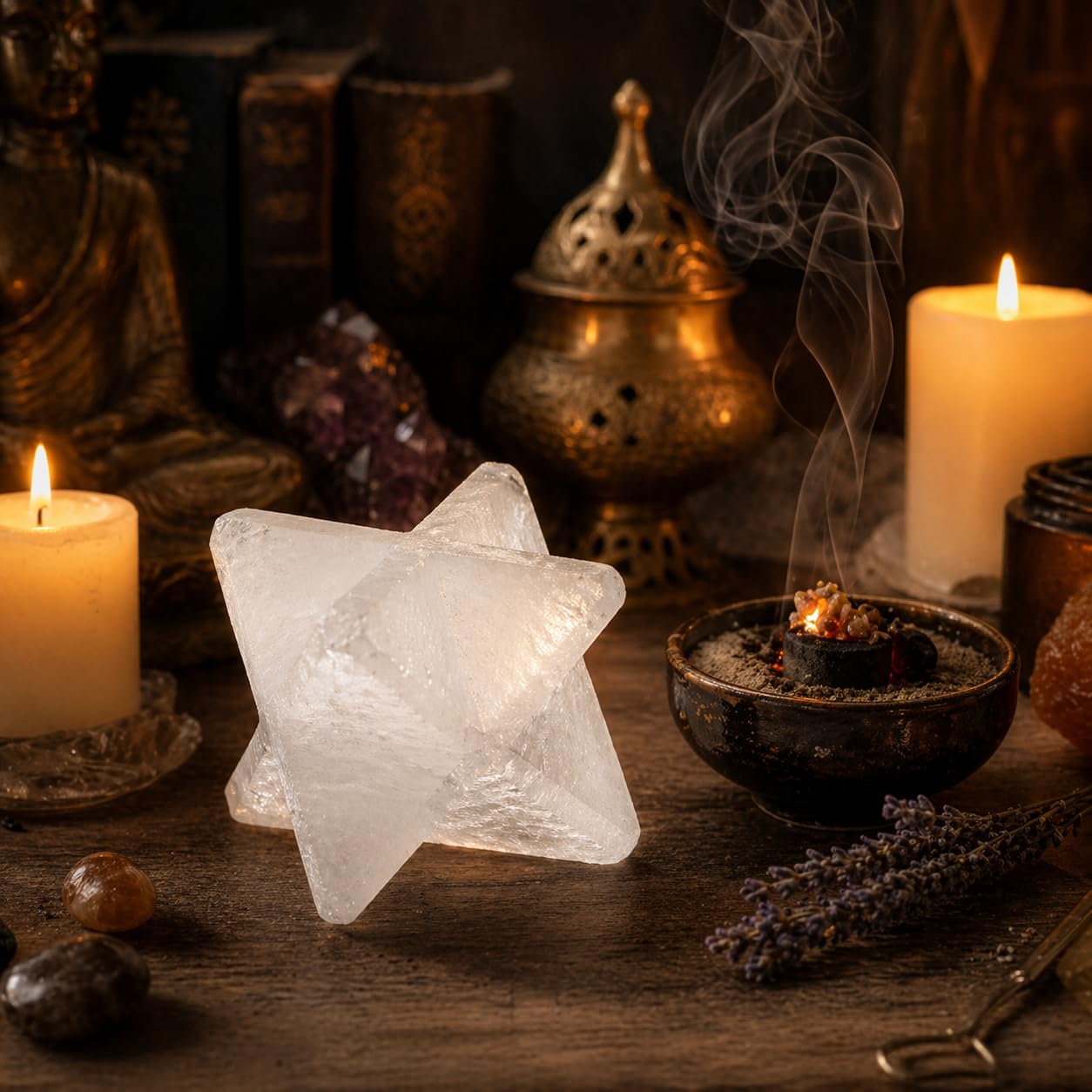 NKlaus Healing Crystals Selenit Merkaba Stern 4 cm Heilstein