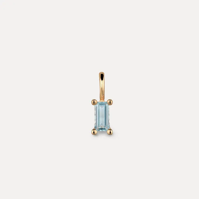 Stilnest Aquamarin Baguette Anhänger Gold Vermeil blau