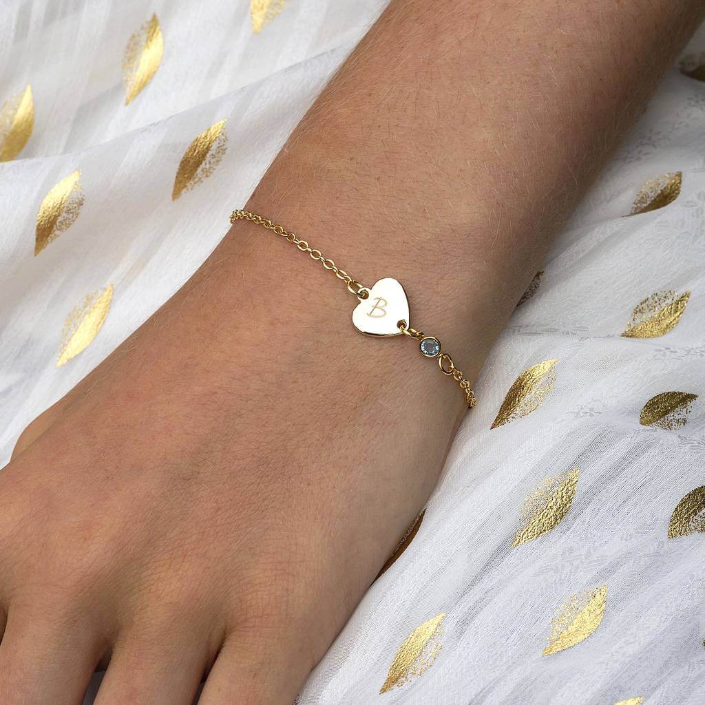 Joy by Corrine Smith Sideways Heart Geburtsstein Armband Gold