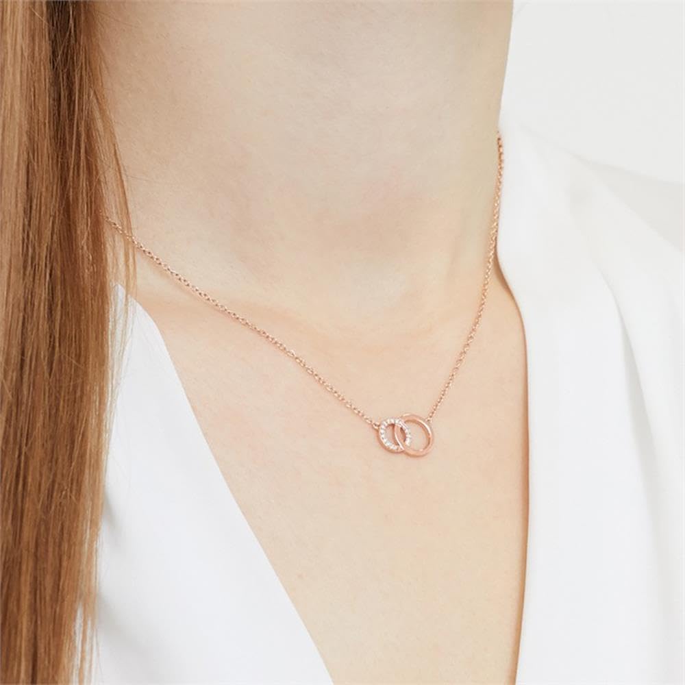 JEWLIX Ketten mit Anhänger Kreise Damenkette Roségold Zirkonia