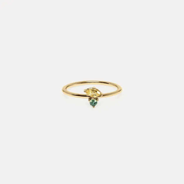 Stilnest Joy Solitär Ring Citrin Saphir 585 Gold Gr.52