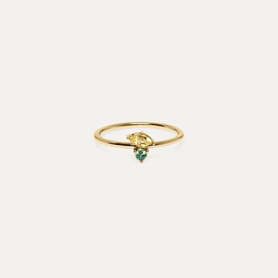 Stilnest Joy Solitär Ring Citrin Saphir 585 Gold Gr.52