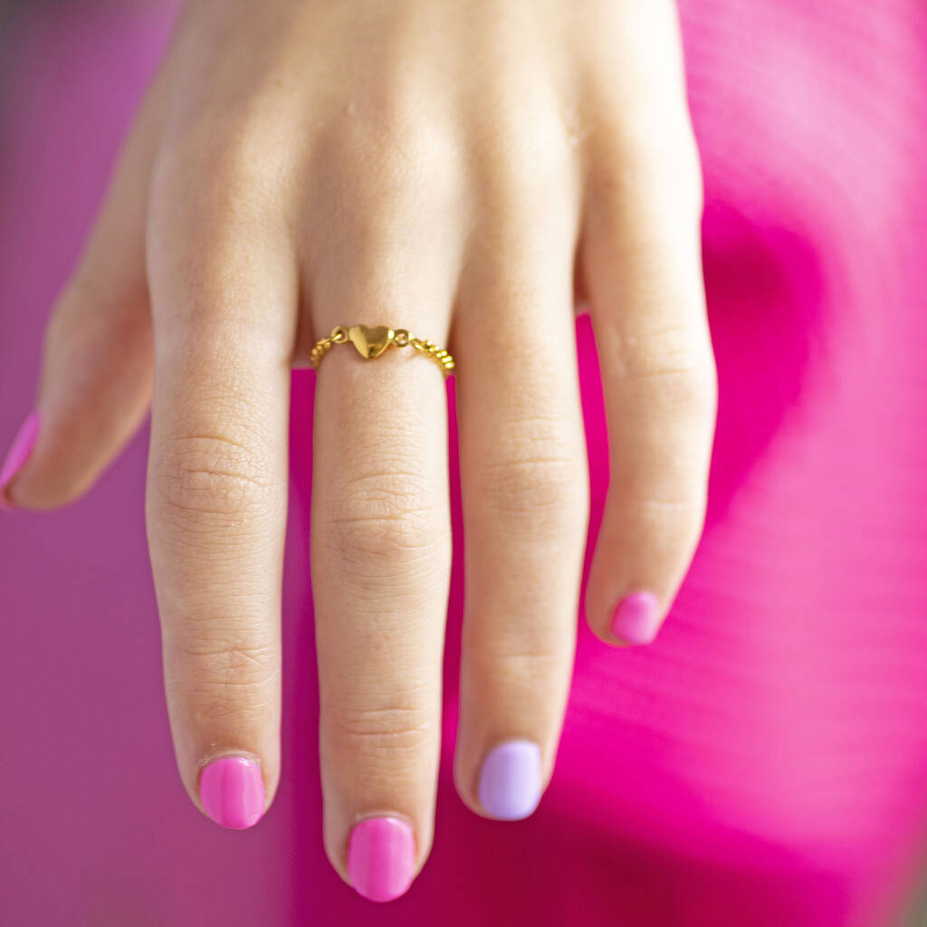 Joy by Corrine Smith Herz Chain Ring Gold verstellbar 1 cm