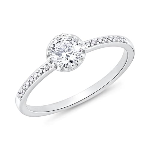 JEWLIX Verlobungsring 925 Silber Zirkonia Ring 52mm
