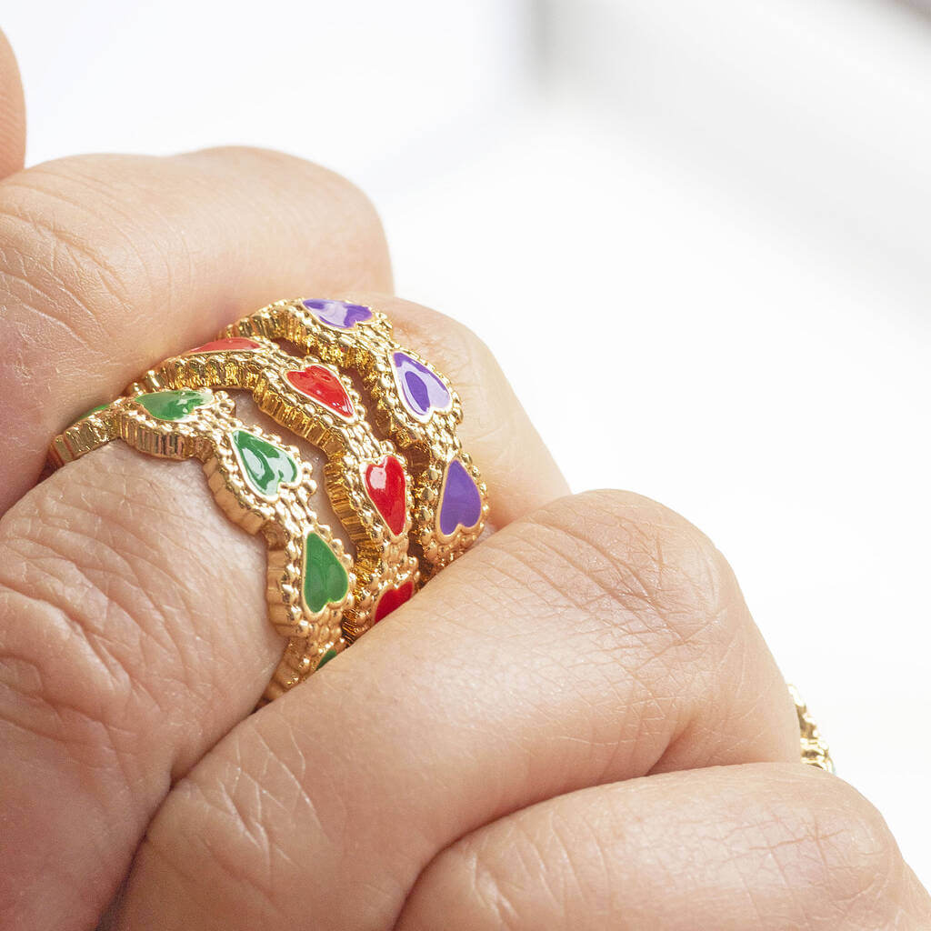 Joy by Corrine Smith Hearts Ring Gold Emaille Gr. N