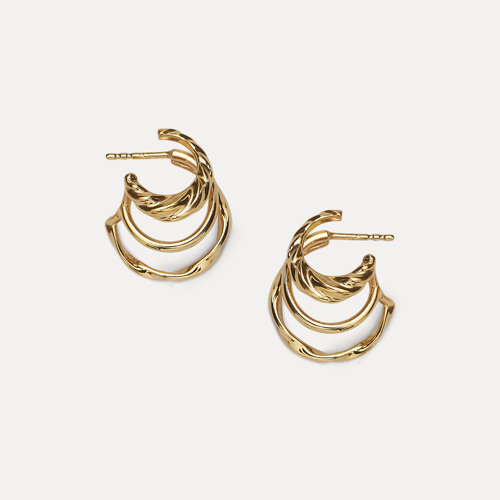 Stilnest Flux Triple Creolen Gold Vermeil 14,5mm