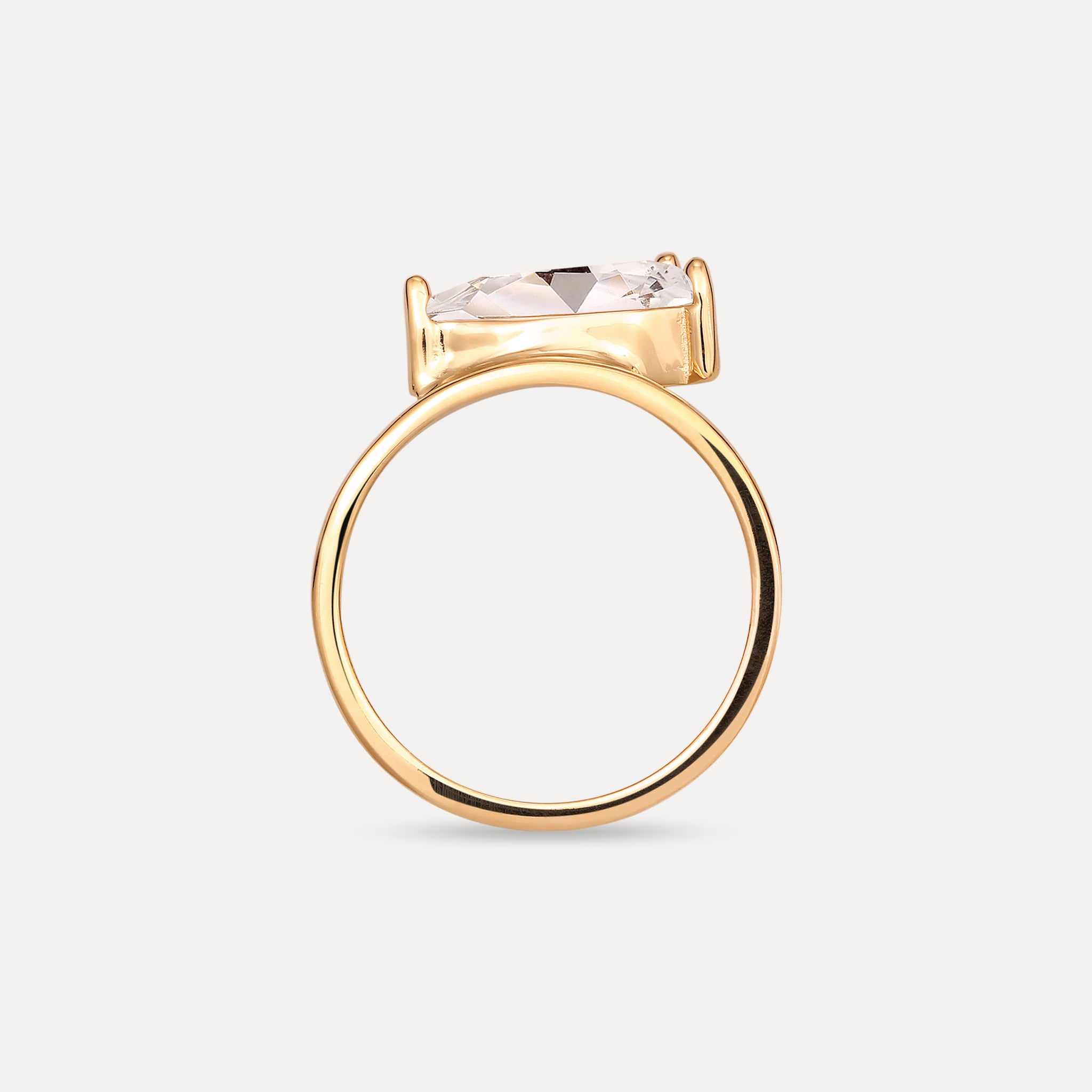 Stilnest Beryll Balance Drop Ring Edelsteinring Gold Vermeil