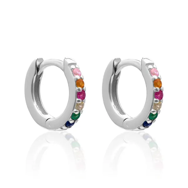 JEWLIX Rainbow Creolen 925 Silber Zirkonia bunt