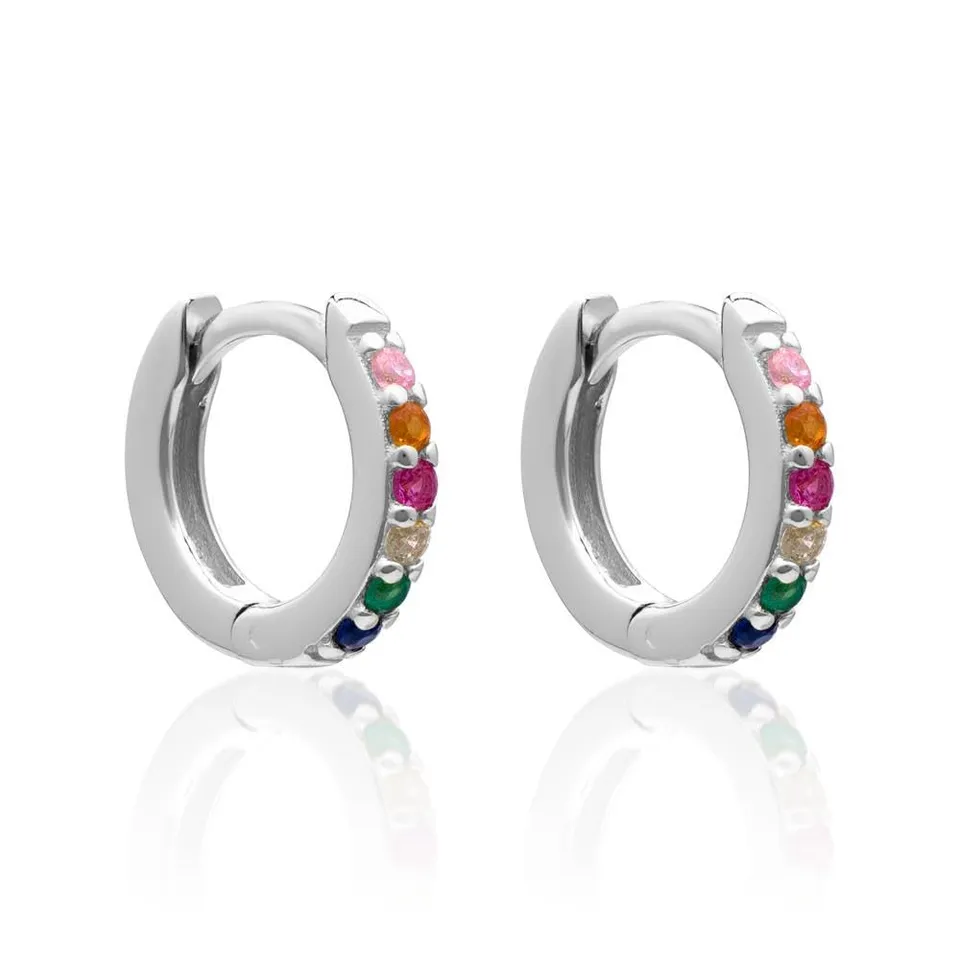 JEWLIX Rainbow Creolen 925 Silber Zirkonia bunt