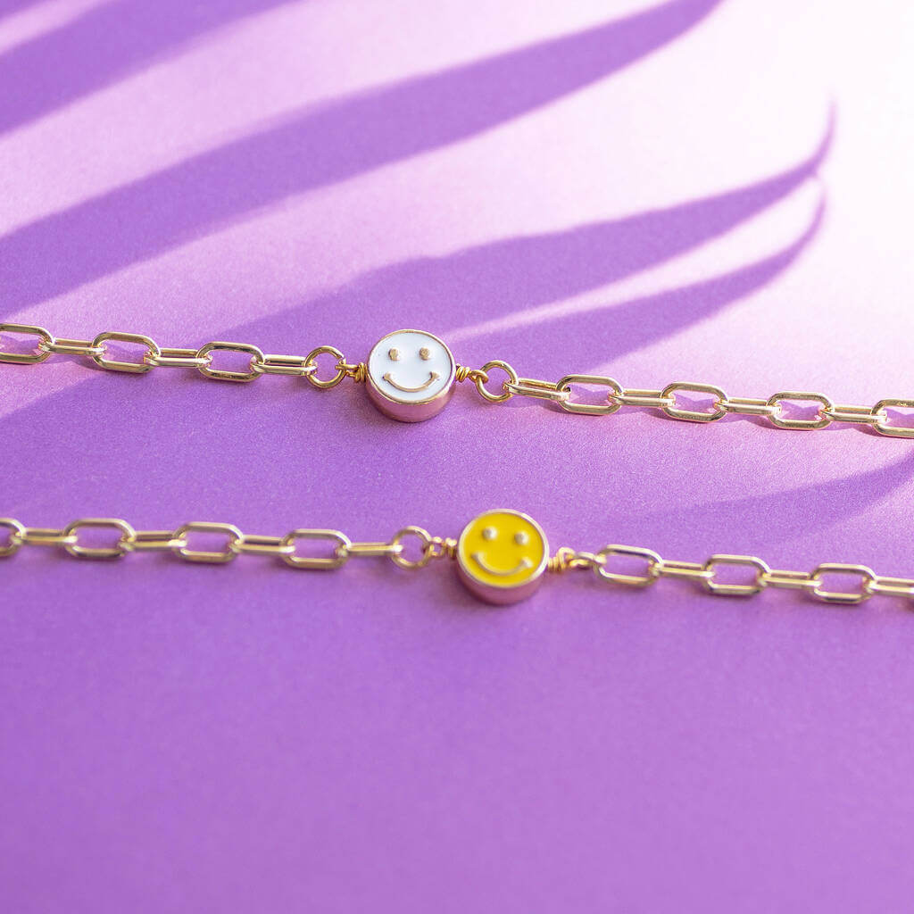 Joy by Corrine Smith Smiley Face Armband Gold