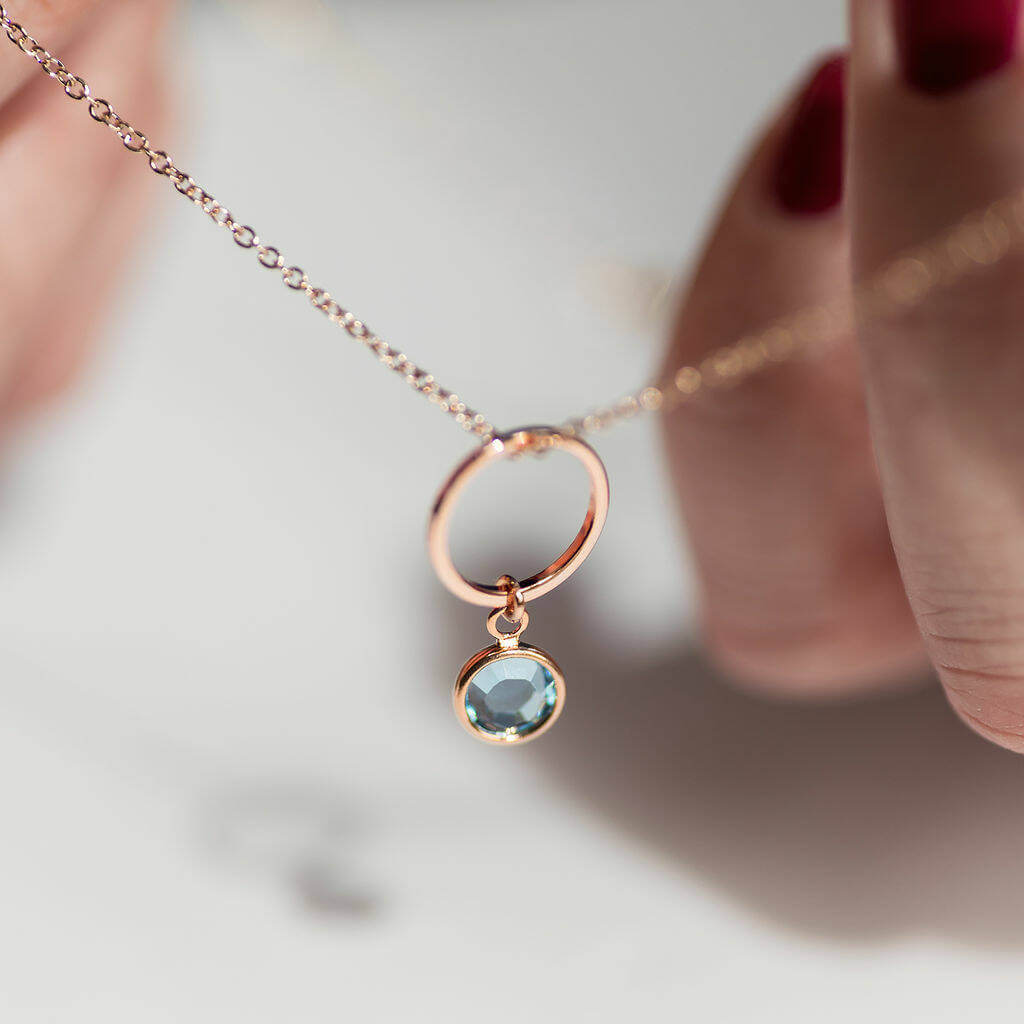 JOY by Corrine Smith Rose Gold Circle Halskette Geburtsstein