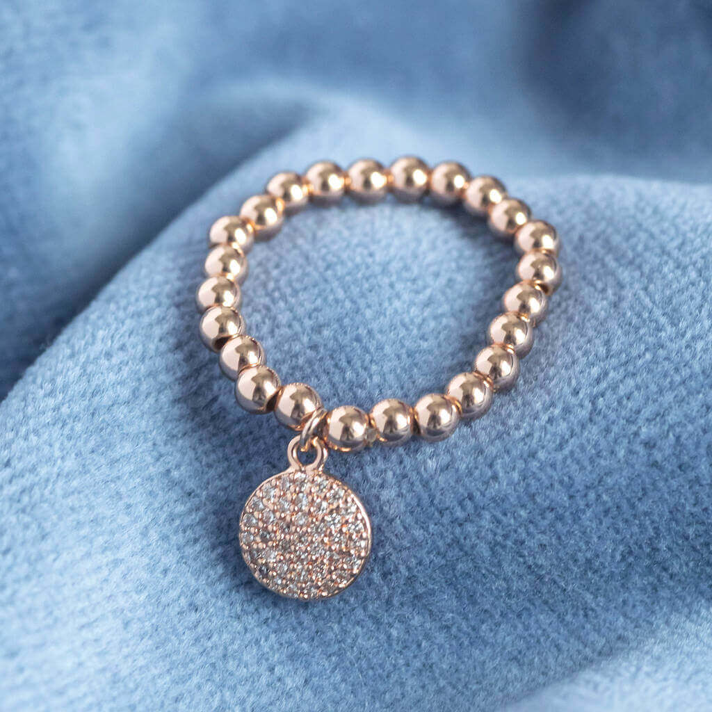 Joy by Corrine Smith Pave Disc Ring Gold Stretch Geburtsstein