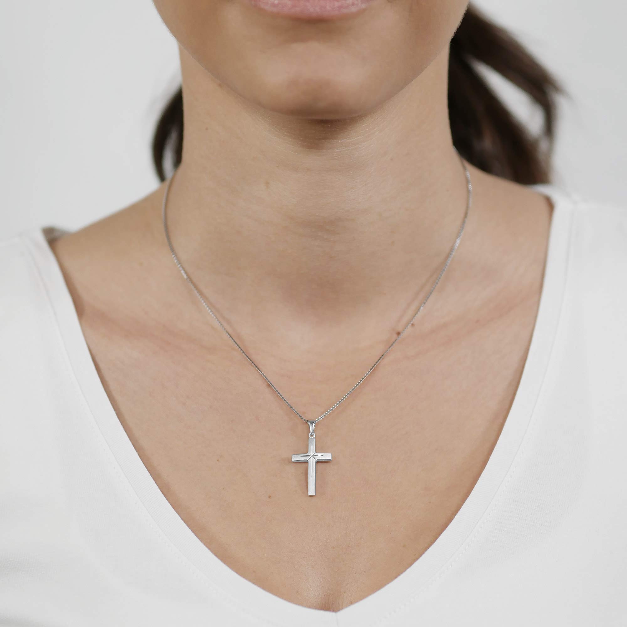 trendor Halsketten Kreuz-Anhänger 24mm Weißgold 585 45cm Kette
