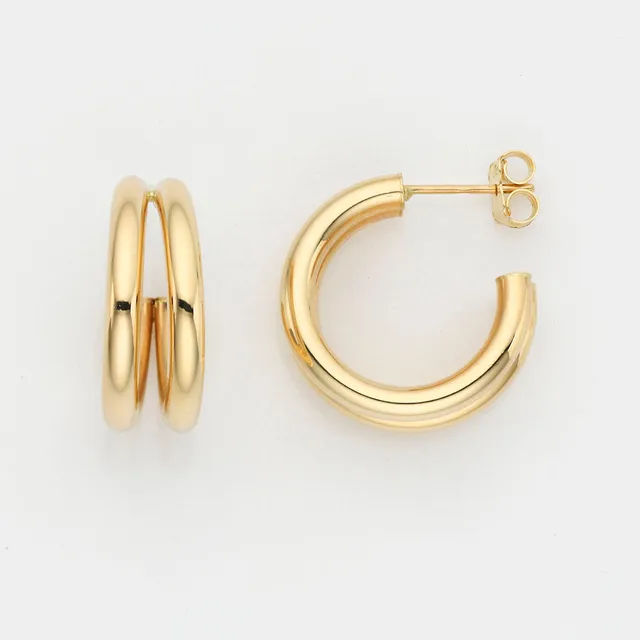 Eugen Rühle Ohrschmuck Creolen 585 Gelbgold 8x20mm 2-reihig
