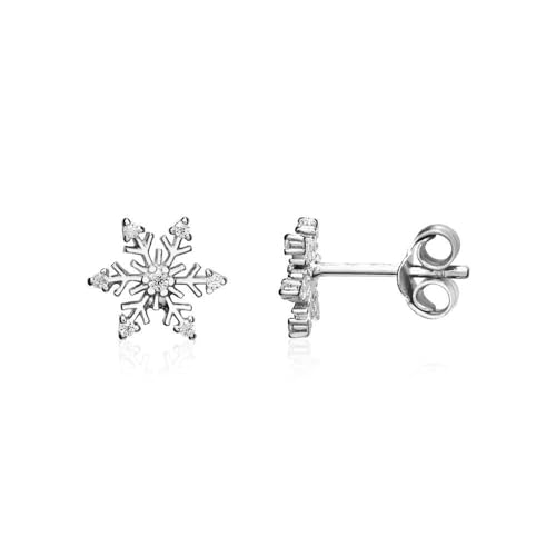 JEWLIX Ohrstecker Schneeflocke 925er Silber Zirkonia Ohrringe
