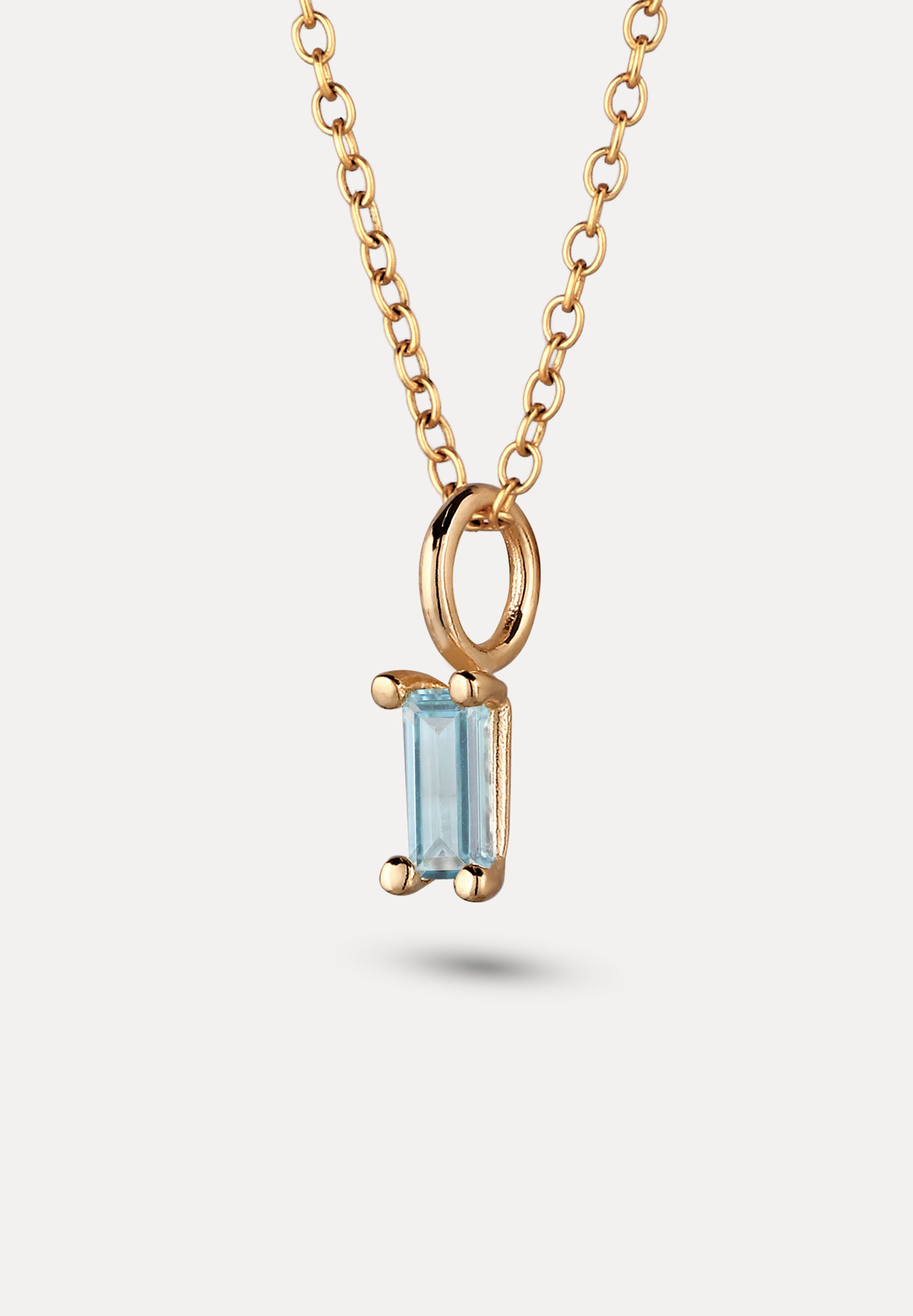 Stilnest Aquamarin Baguette Anhänger Gold Vermeil blau
