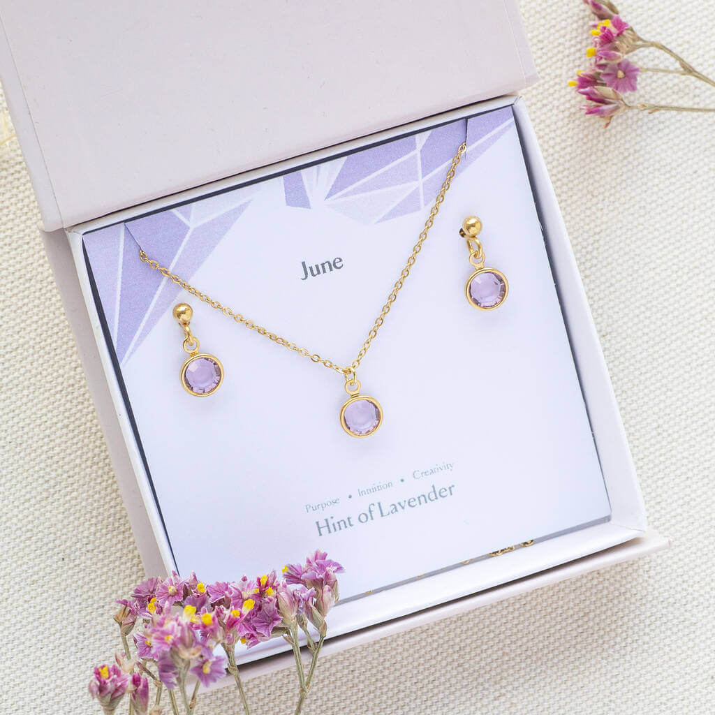 Joy by Corrine Smith June Birthstone Schmuckset Hellamethyst Gold