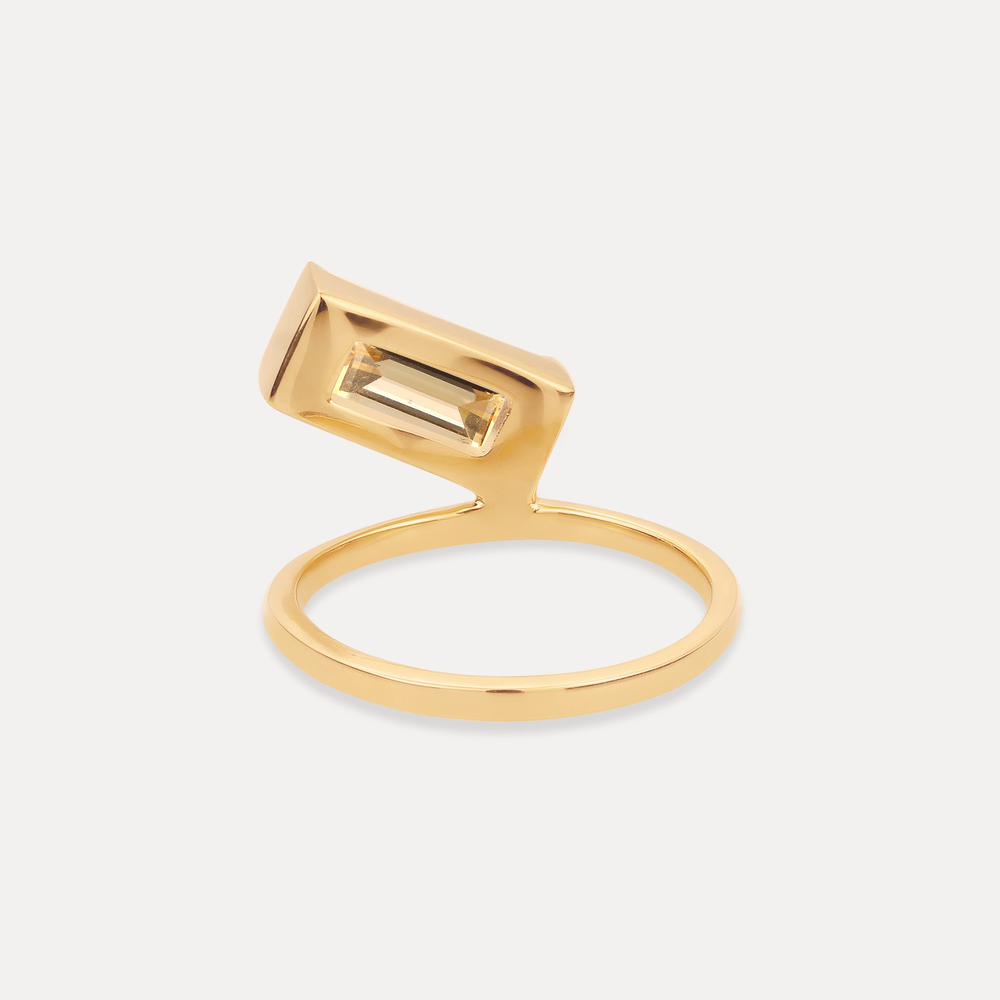 Stilnest Balance Citrin Baguette Ring Gold Gr. 54