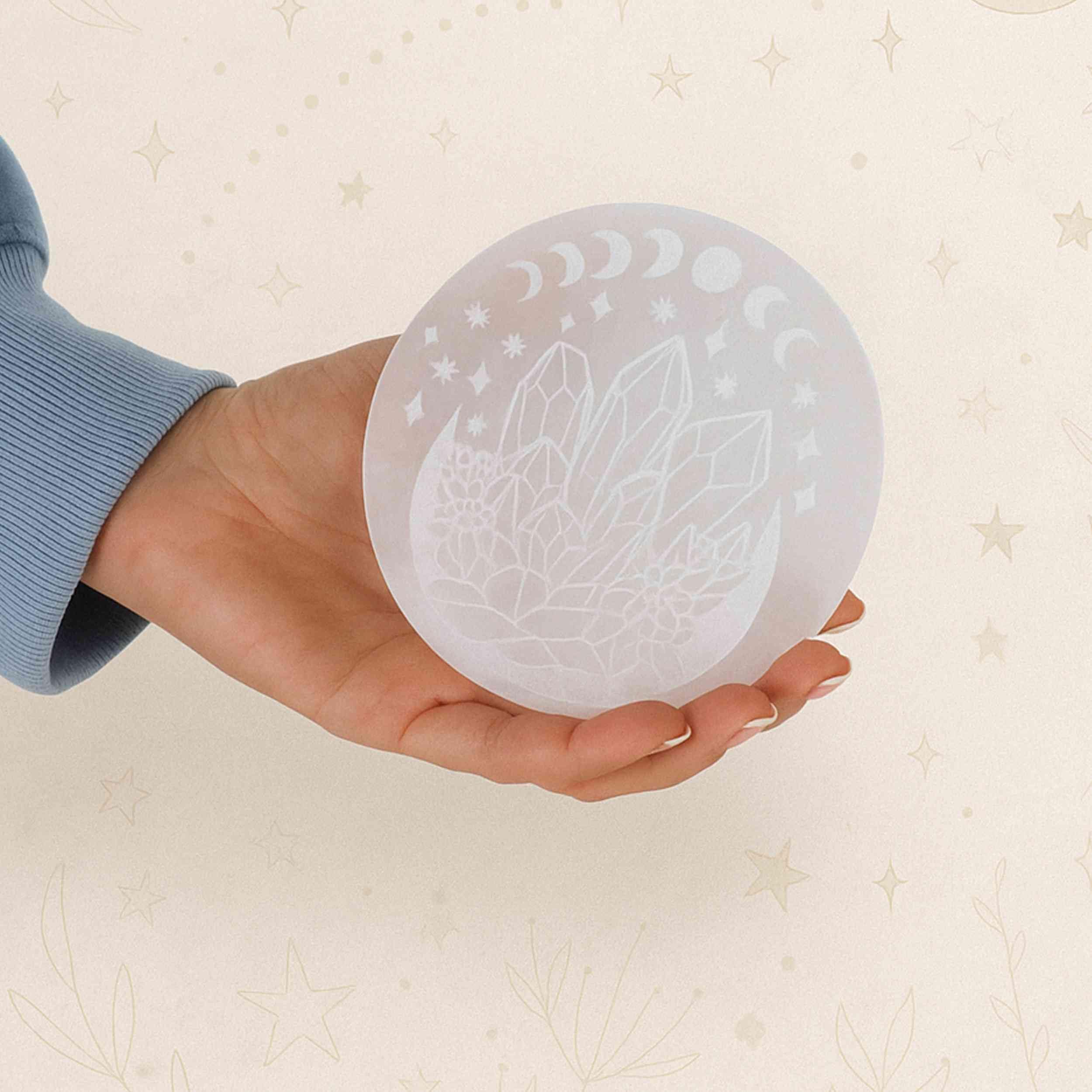 NKlaus Healing Crystals Selenit Ladeplatte Circle of Life 12cm
