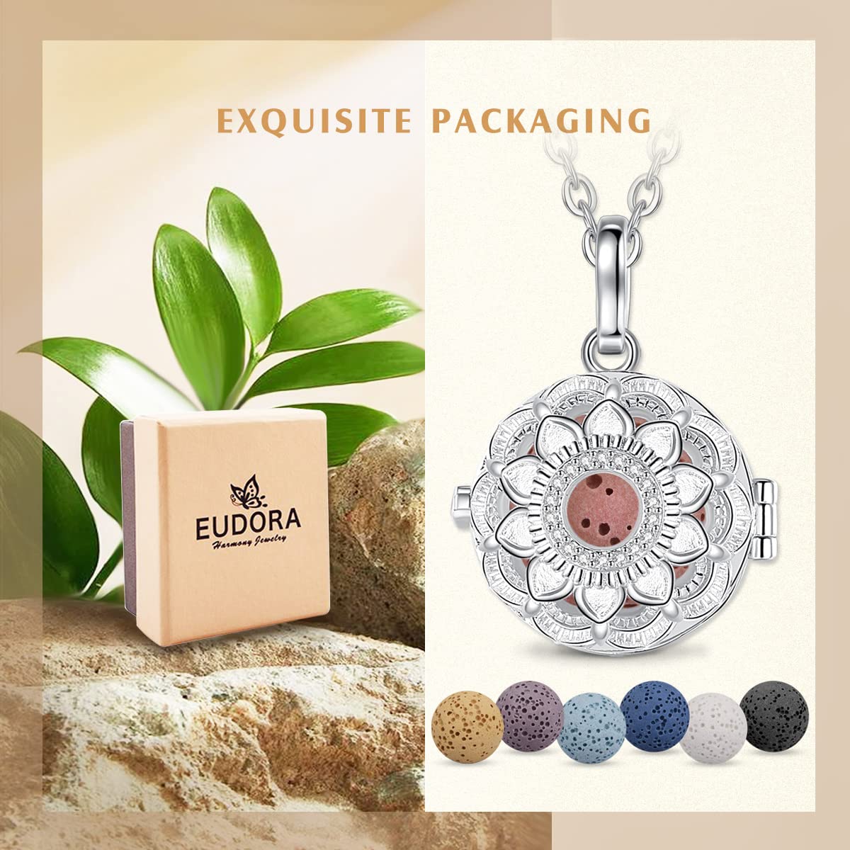 Eudora Harmony Bola Sonnenblume Aroma Halskette Lava
