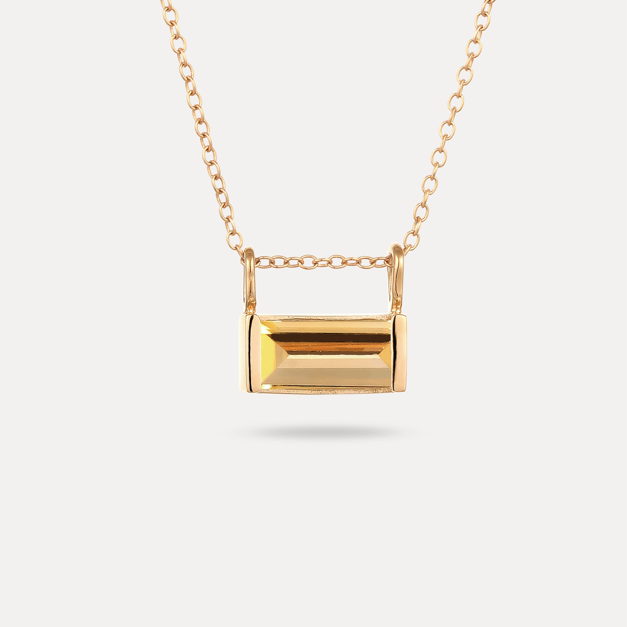 Stilnest Citrin Balance Baguette Anhänger 585 Gold