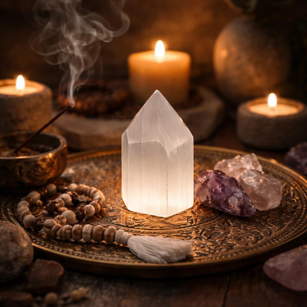 NKlaus Healing Crystals Selenit-Obelisk 6cm Heilstein 1 Stück
