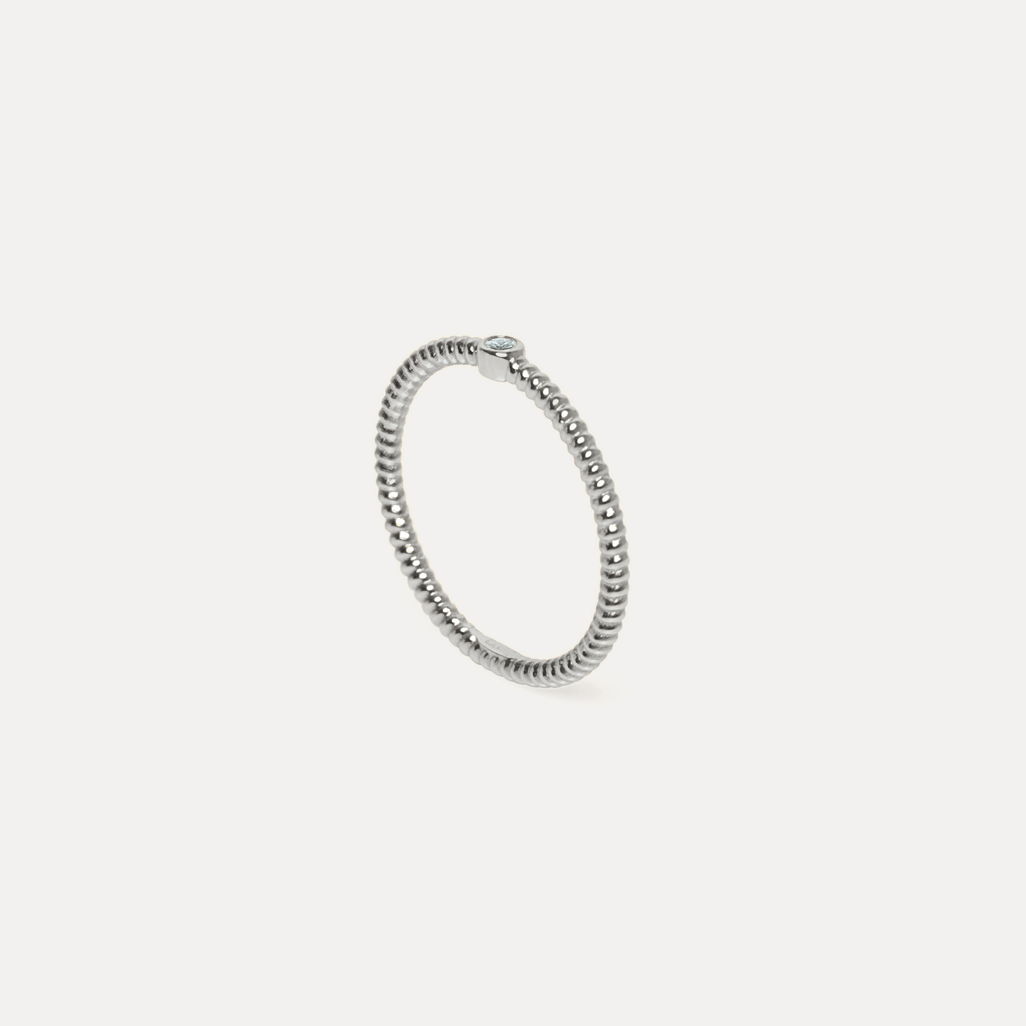Stilnest Snake Tail Solitaire Ring Aquamarin 925 Silber